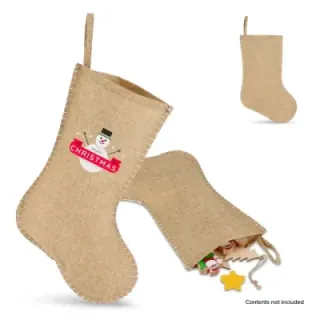 Jute-style Christmas stocking with decorative stitching 45cm - LT90275 (gadzety reklamowe)